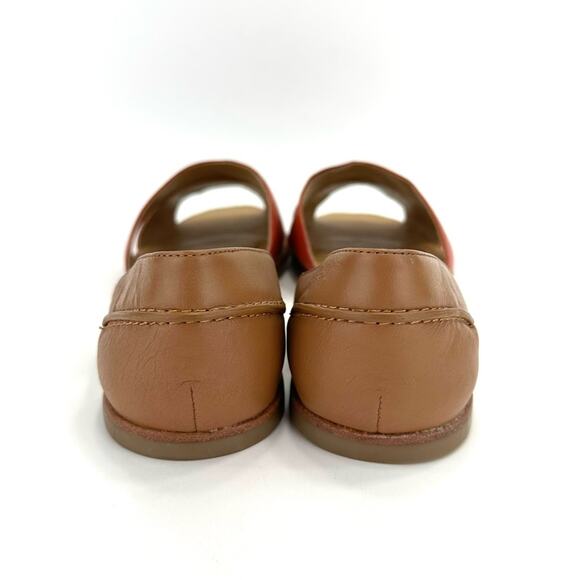 Franco Sarto Vivace Flat Sandal Sz 9.5 Orange & Tan Leather Open Toe Padded New - Picture 12 of 14
